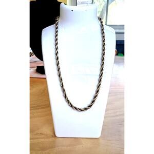 Trifari Black and Gold Adjustable Choker Rope Braid Necklace 19"